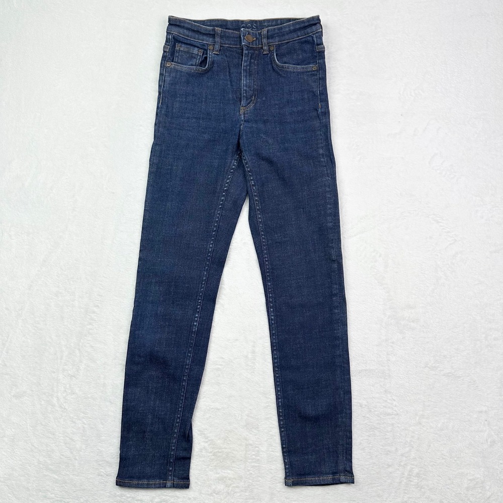 COS High‎ Rise Skinny Fit Cropped Leg Dark Wash Denim Jeans Womens Size 25 Waist